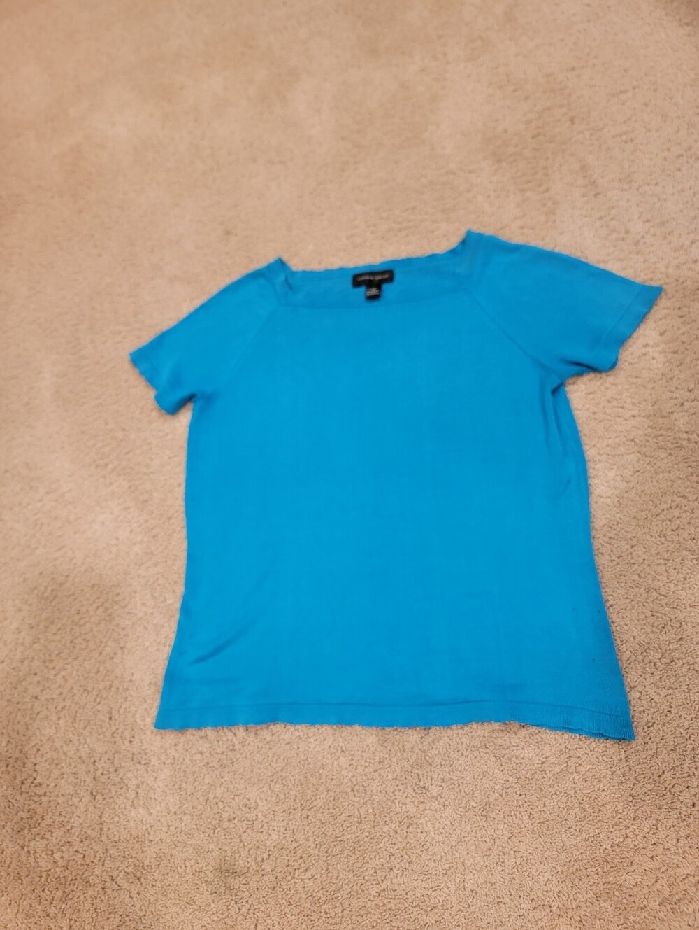 Cable & Gauge Silk Turquoise Short Sleeve Top